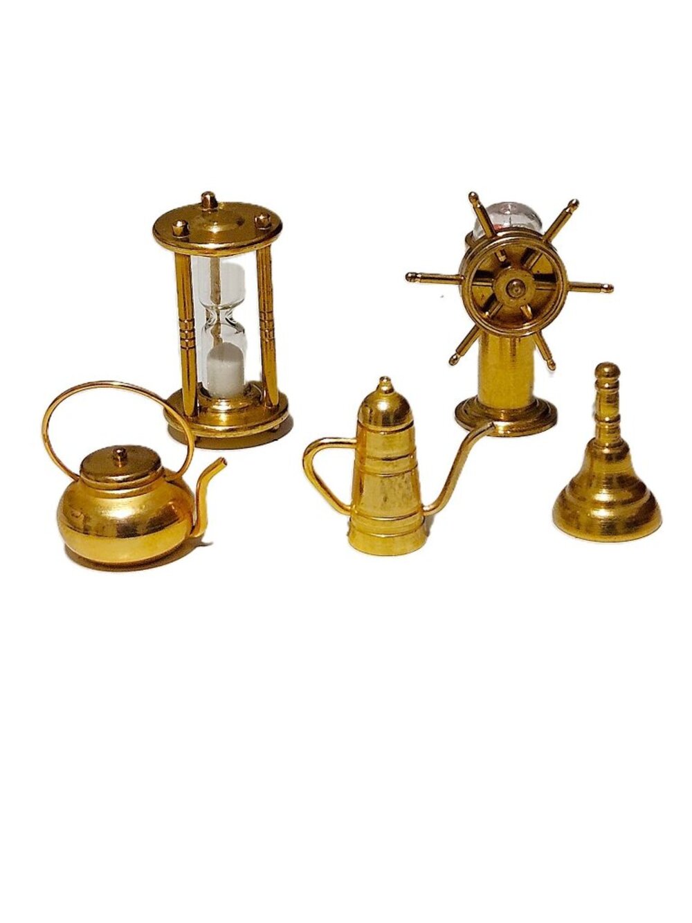 Vintage Brass Dollhouse Miniature Set – 5 Pieces – Made in Holland – 1:12 Scale
